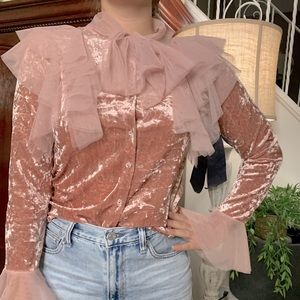 Velvet Ruffle Top